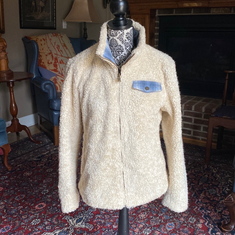 Pendleton Fleece Cream Blue Plaid